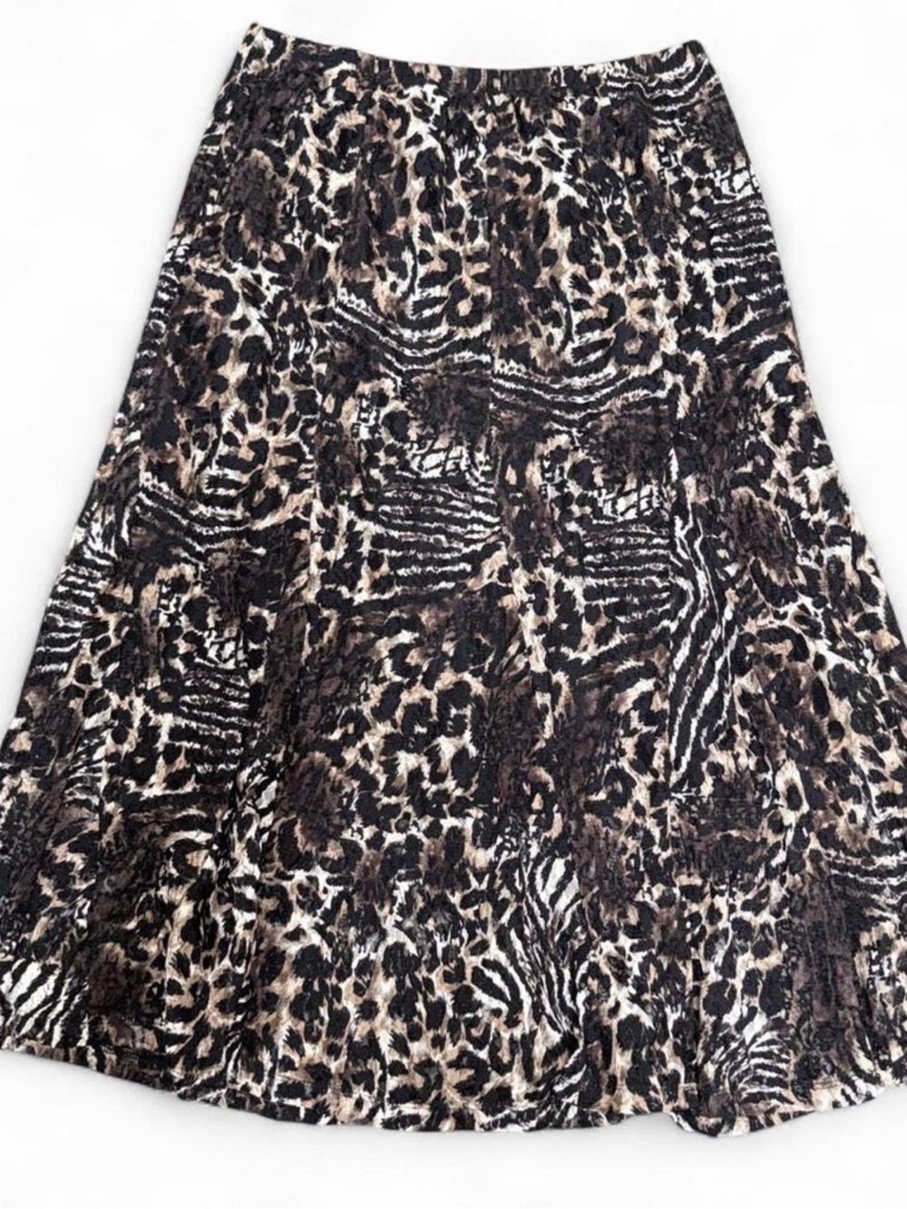 JM Collection Animal-Print A-Line Skirt - Brown/Black/Cream